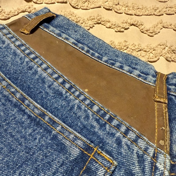 Y2K Buffalo David Bitton Blue Denim Jeans with Brown Leather Trim - Picture 3 of 6